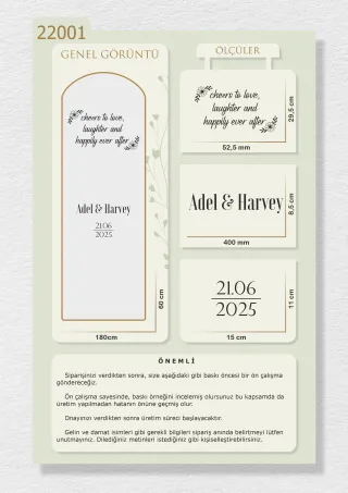 “Cheers to Love” ve İsimlerinizin Yazılı Olduğu Ayna Yazısı, Karşılama Panosu Stickerı