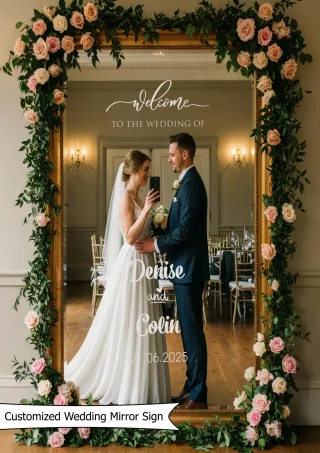"Welcome to the Wedding Of" ve İsimlerinizin Yazılı Olduğu Ayna Yazısı, Karşılama Panosu Stickerı