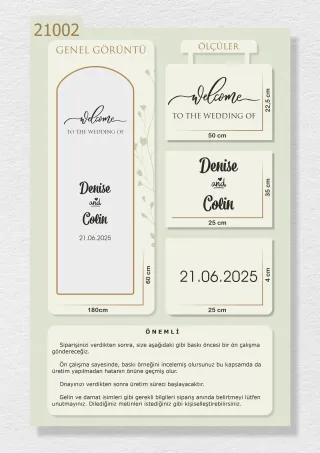 "Welcome to the Wedding Of" ve İsimlerinizin Yazılı Olduğu Ayna Yazısı, Karşılama Panosu Stickerı