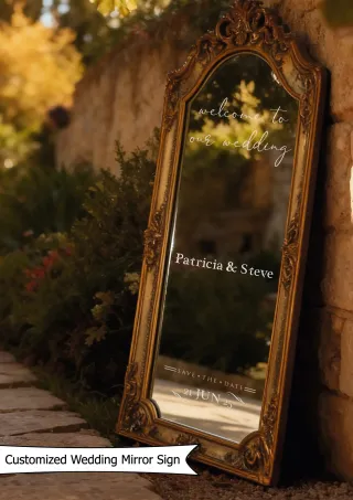 "Welcome to Our Wedding" ve İsimlerinizin Yazılı Olduğu Ayna Yazısı, Karşılama Panosu Stickerı
