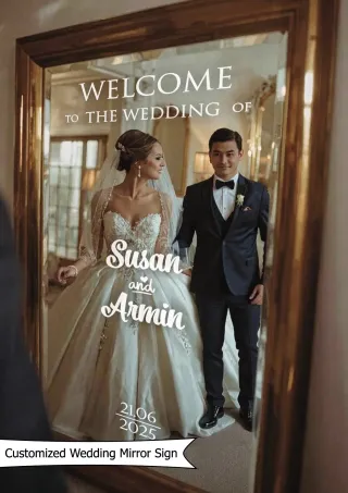 "Welcome to the Wedding Of" ve İsimlerinizin Yazılı Olduğu Ayna Yazısı, Karşılama Panosu Stickerı