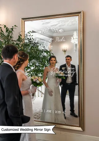 "You Look Stunning" ve İsimlerinizin Yazılı Olduğu Ayna Yazısı, Karşılama Panosu Stickerı