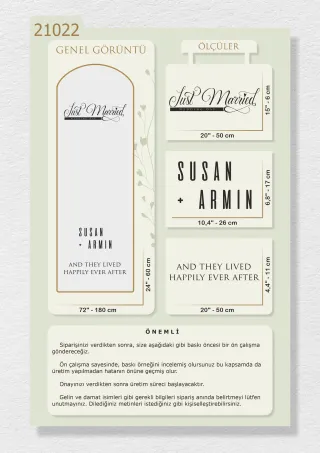 "Just Married" ve İsimlerinizin Yazılı Olduğu Ayna Yazısı, Karşılama Panosu Stickerı