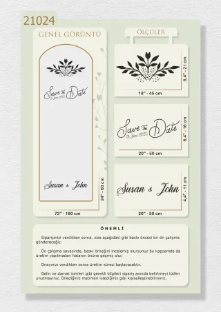 "Save the Date" ve İsimlerinizin Yazılı Olduğu Ayna Yazısı, Karşılama Panosu Stickerı