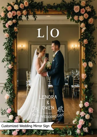 "Our Wedding Day" ve İsimlerinizin Yazılı Olduğu Ayna Yazısı, Karşılama Panosu Stickerı