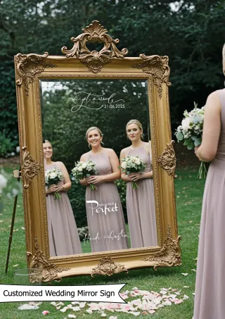 "We Got Married" ve İsimlerinizin Yazılı Olduğu Ayna Yazısı, Karşılama Panosu Stickerı