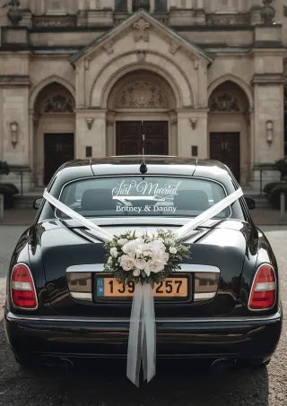 “Just Married” ve İsimlerinizin Yazılı Olduğu Gelin Arabası Stickerı