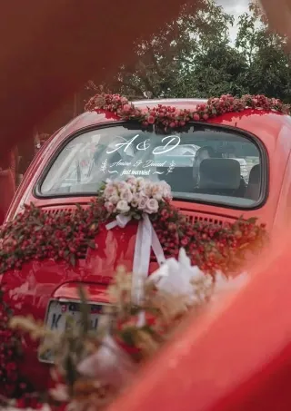 Baş Harfli “Just Married” ve İsimlerinizin Yazılı Olduğu Gelin Arabası Stickerı