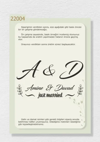 Baş Harfli “Just Married” ve İsimlerinizin Yazılı Olduğu Gelin Arabası Stickerı