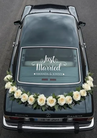 “Just Married” ve İsimlerinizin Yazılı Olduğu Gelin Arabası Stickerı