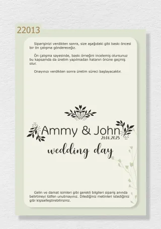 Çiçek Desenli, “Wedding Day” ve İsimlerinizin Yazılı Olduğu Gelin Arabası Stickerı