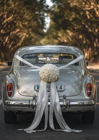 “Just Married” ve İsimlerinizin Yazılı Olduğu Gelin Arabası Stickerı