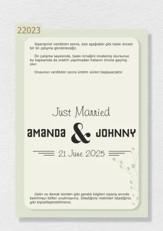 “Just Married” ve İsimlerinizin Yazılı Olduğu Gelin Arabası Stickerı
