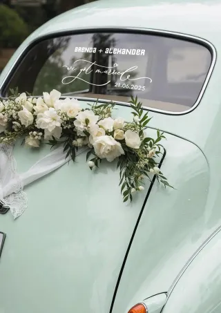 “We Got Married” ve İsimlerinizin Yazılı Olduğu Gelin Arabası Stickerı
