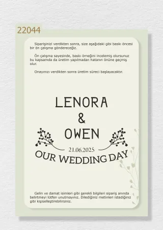 Çiçek Desenli, “Our Wedding Day” ve İsimlerinizin Yazılı Olduğu Gelin Arabası Stickerı
