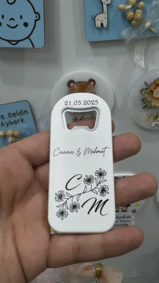 Söz Nişan Düğün Magnet Açacak Hediyelik | Çiçek Desenli Magnetli Dikdörtgen Açacak | Kalıcı Hediyelik | Kişiye Özel
