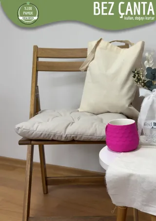 Siyah Renkli %100 Pamuk Bez Çanta 35x40cm. Plastik Kullanımını Durduralım