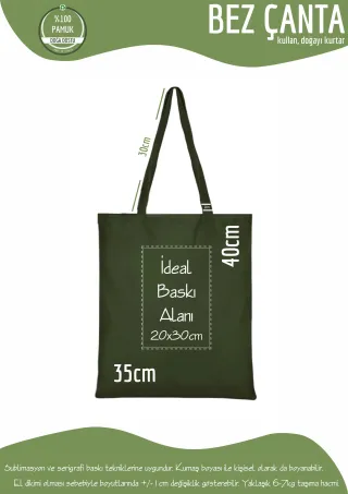 Karışık Renkli %100 Pamuk Bez Çanta 35x40cm. Plastik Kullanımını Durduralım