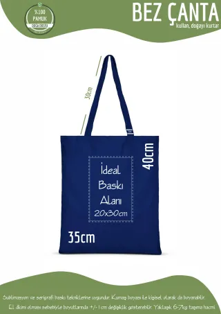 Karışık Renkli %100 Pamuk Bez Çanta 35x40cm. Plastik Kullanımını Durduralım