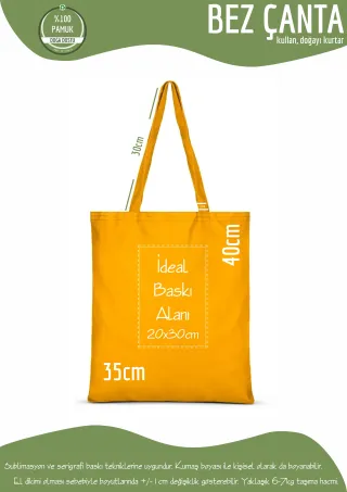 Karışık Renkli %100 Pamuk Bez Çanta 35x40cm. Plastik Kullanımını Durduralım