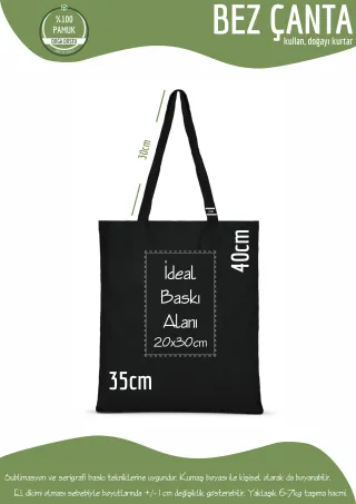 Karışık Renkli %100 Pamuk Bez Çanta 35x40cm. Plastik Kullanımını Durduralım